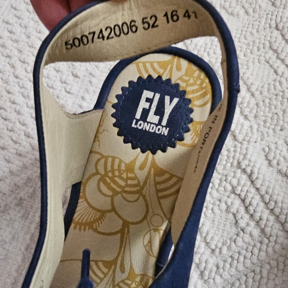 Fly London Bold Blue Yifa Leather Lace-Up Cut Out Sling Back Wedges Size 10-10.5 - Picture 14 of 16